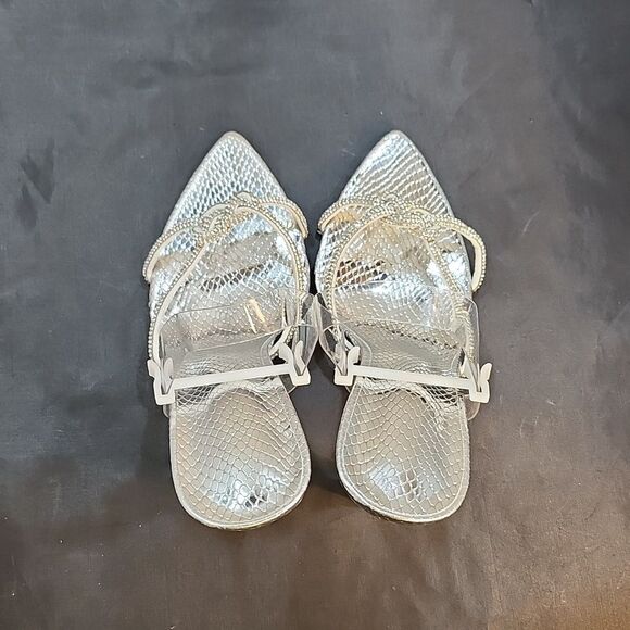 BRAND NEW POINTED TOE HIGH HEEL STILETTO CLEAR  RHINESTONE STRAP SANDAL G1 - Picture 10 of 16